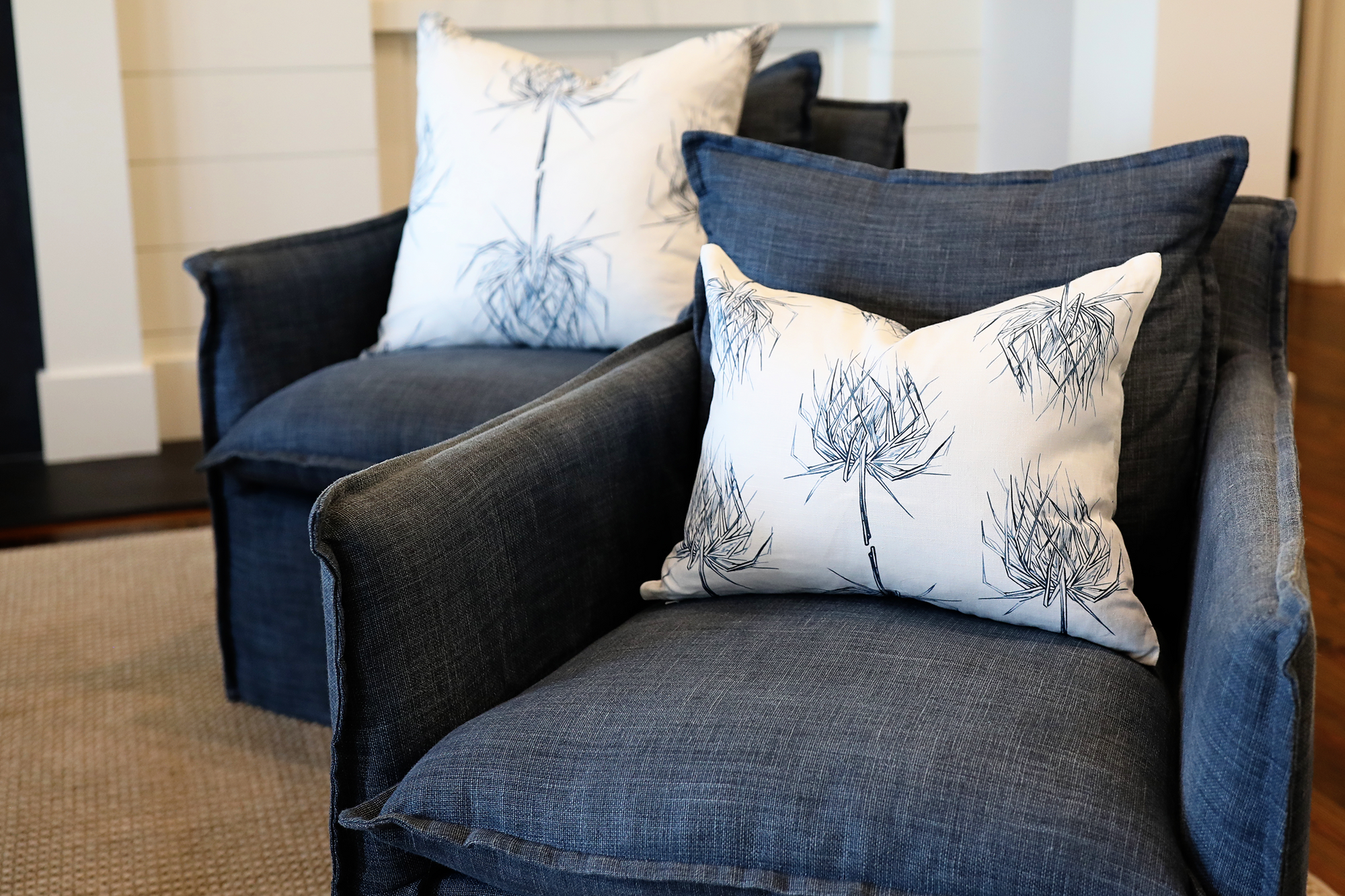 PALM Pillow | Indigo on Oyster