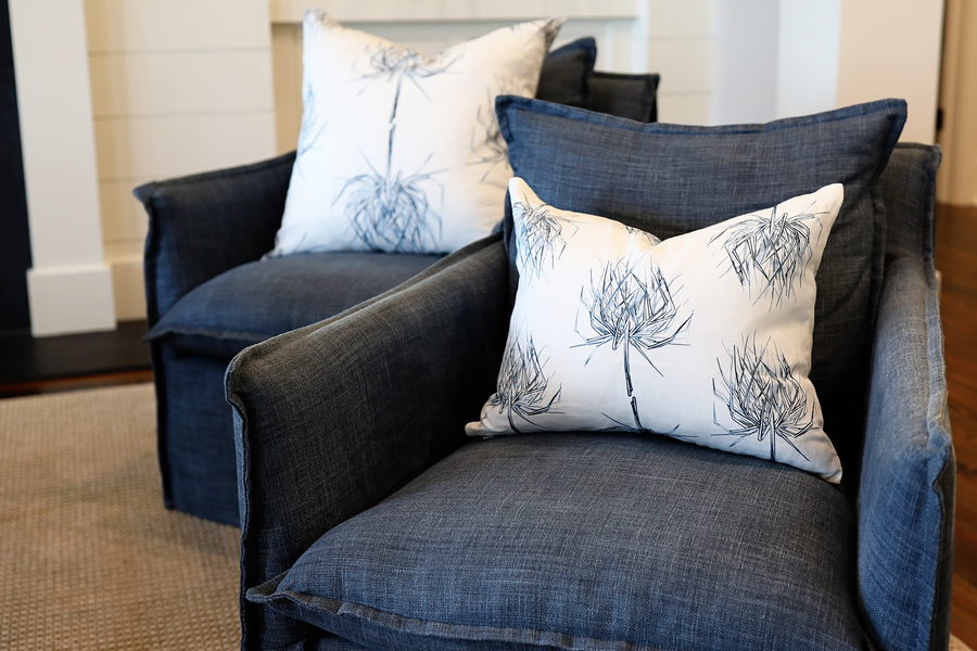 PALM PETITE Pillow | Indigo on Oyster